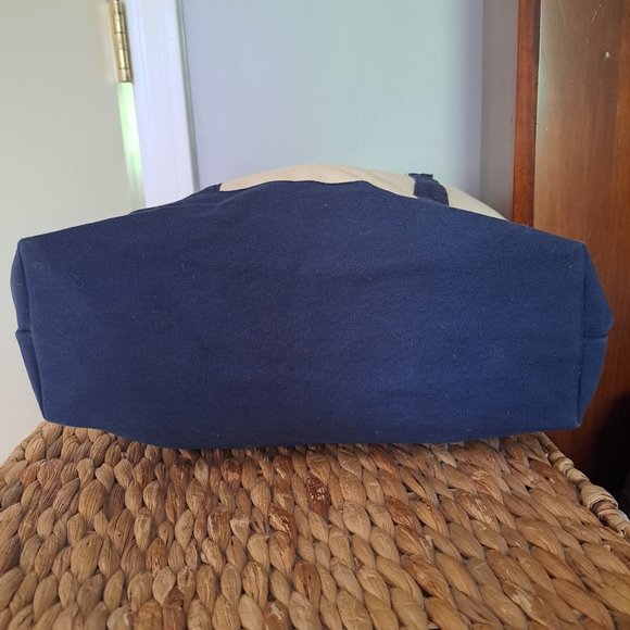 Navy and white canvas initial 'J'  tote - Picture 2 of 7